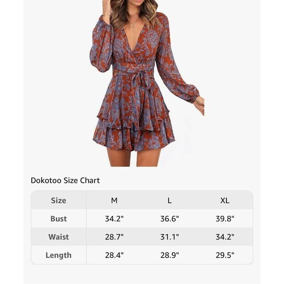 NEW V Neck Ruffle Chiffon Tie Knot Mini L Swing Skater Dress XL - Picture 3 of 6